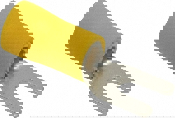 Standard Fork Terminal: Yellow, Vinyl, Partially Insulated, #6 Stud, Crimp